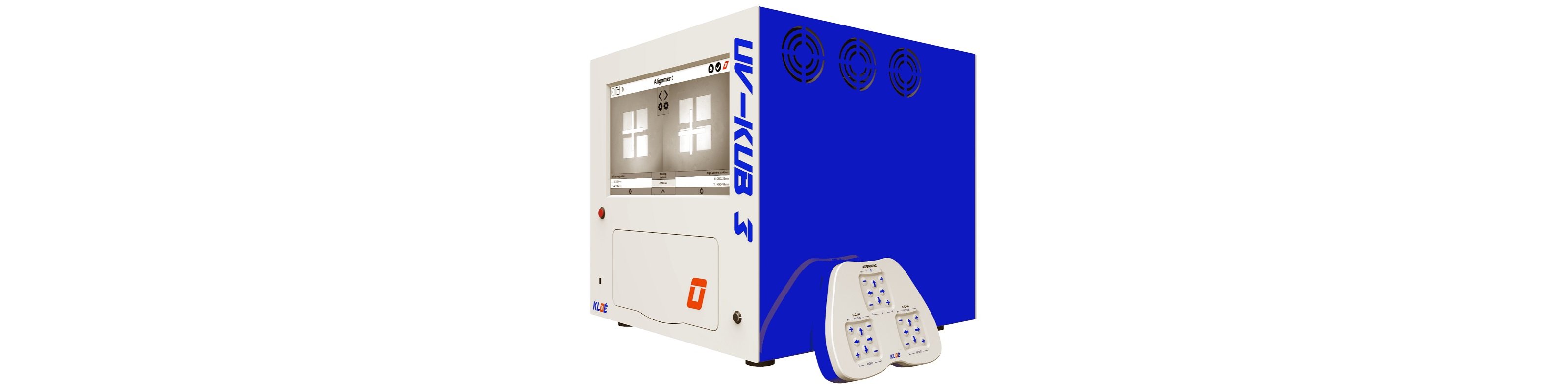 UV-KUB 3 compact mask aligner front view with touchscreen interface in a laboratory